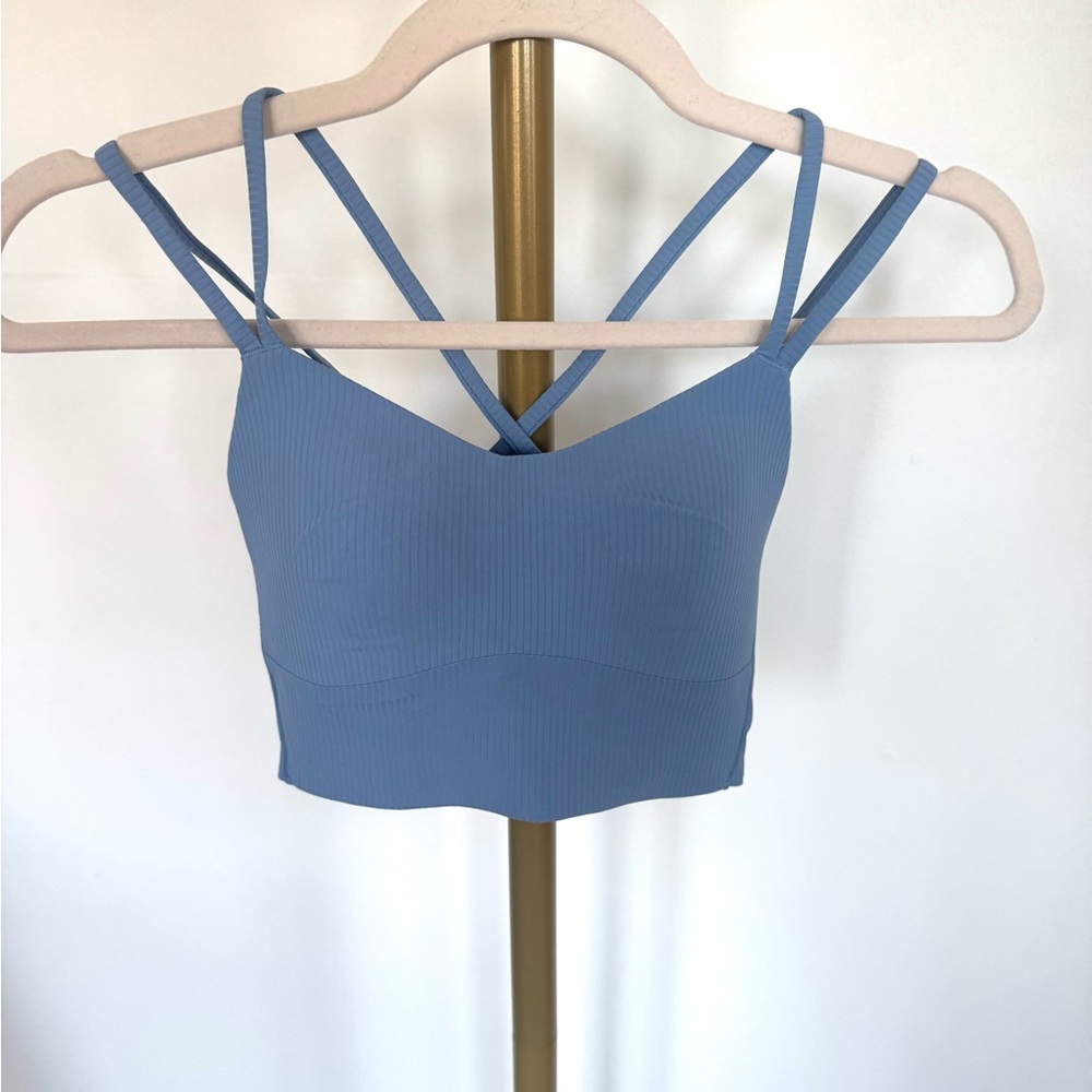 NWT Lululemon Athletica Like a Cloud Longline Bra | Ribbed, Blue | B/C Size 4